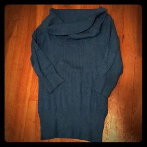 Royal blue 3/4 sleeve cowl neck sweater